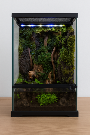 Oasis Raindrop Paludarium (8”W × 11.5”H, with Inbuilt Rain System & LED Light)