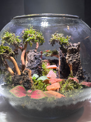 Whispering Woods – A Living Forest in Glass small bowl 4”W × 5”H with Clip on LED light